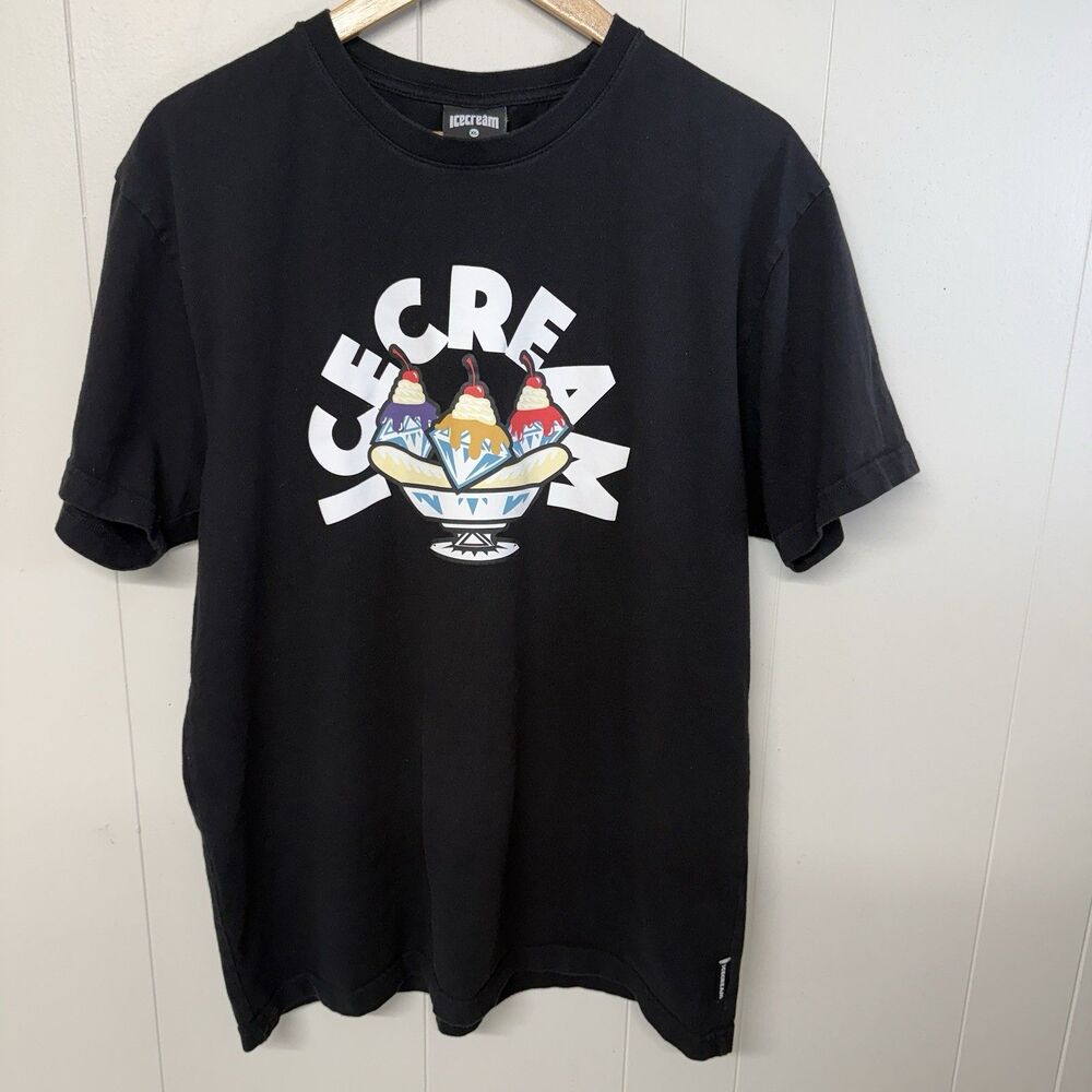 Billionaire Boys Club Ice Cream Diamond Split T Shirt Streetwear Black Men L GUC